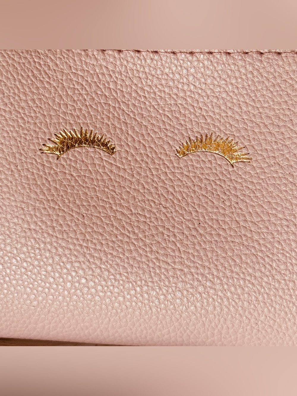 NWT Chosen Mulberry Studios Pink Vegan Leather Wristlet Coin Holder Eyelashes - Picture 7 of 7